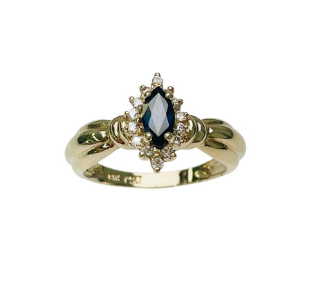 Blue Sapphire & Diamond Ring