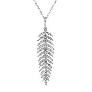 3/8 TW Diamond Feather Pendant