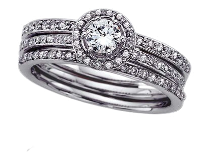 Halo Design Three Peice Wedding Set