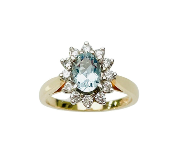 Aquamarine & Diamond Ring