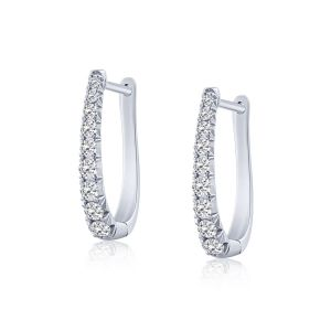 Pave oval hoop earrings