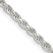 2.75mm 22 Inch Sterling Silver Diamond Cut Rope Chain