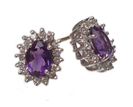 Diamond and Amethyst Earrings