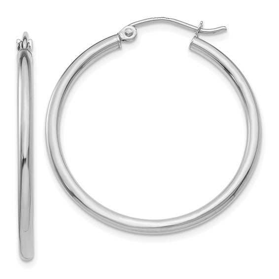 2mm X 35mm White Gold Hoops