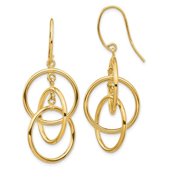 Polished Circle Dangle Gold Earrings