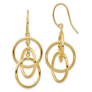 Gold Polished Circle Dangle Earrings