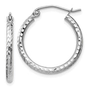 2mm X 20mm Diamond Cut White Gold Hoops