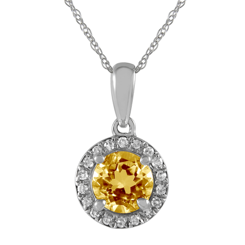 Citrine & diamond pendant