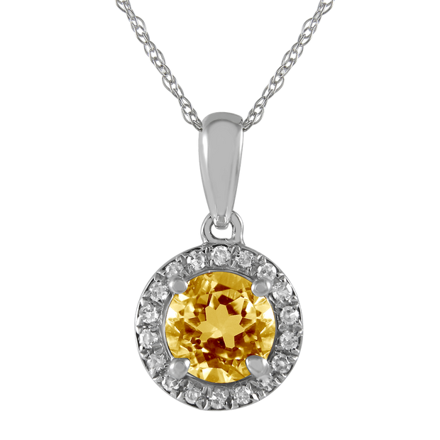 Citrine & diamond pendant