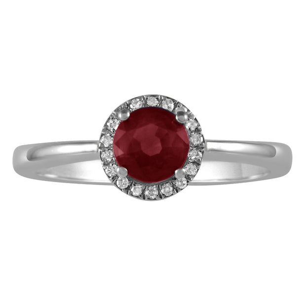 Created Ruby and Diamond Halo Ring