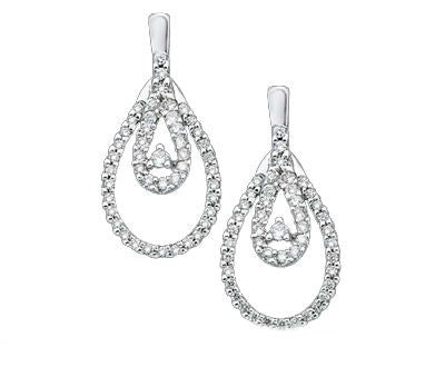 Diamond Double Loop Drop Earrings