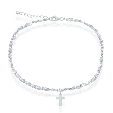 Sterling Silver Cross Anklet