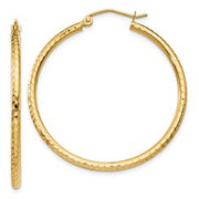 2mm X 35mm Diamond-Cut Gold Hoops