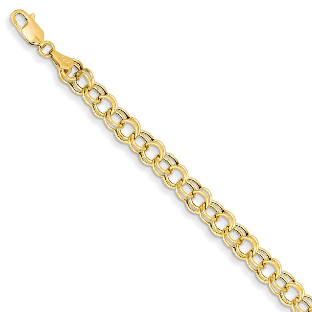 14 Karat Yellow Gold Double Link Charm Bracelet