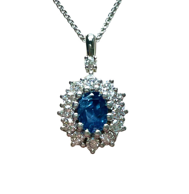 Blue Sapphire and Diamond Pendant