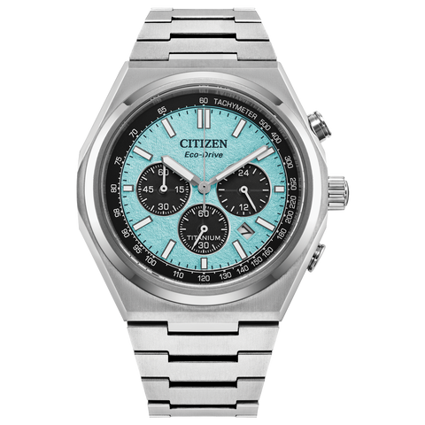 Super Titanium Series, Aqua Color Chronograph Dial