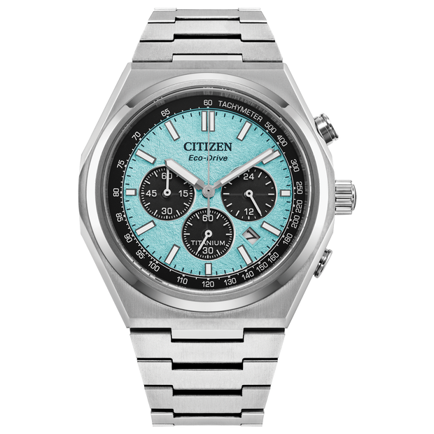 Super Titanium Series, Aqua Color Chronograph Dial