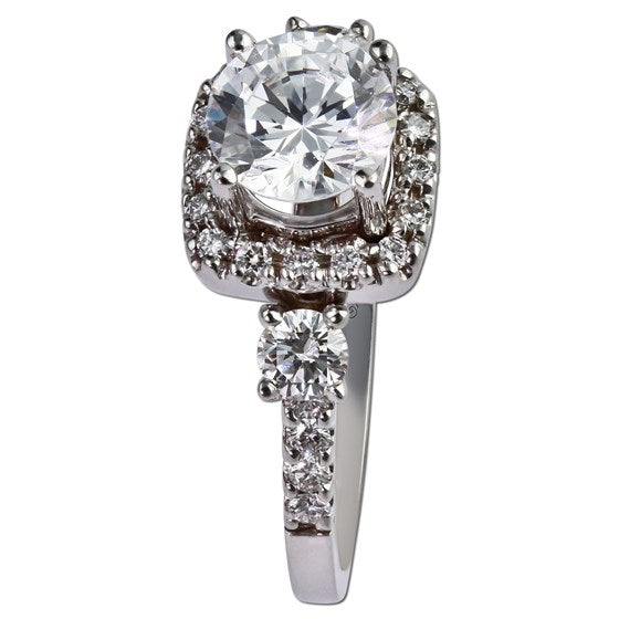 1/3 TW Carat Diamond Halo Semi Mount Engagement Ring