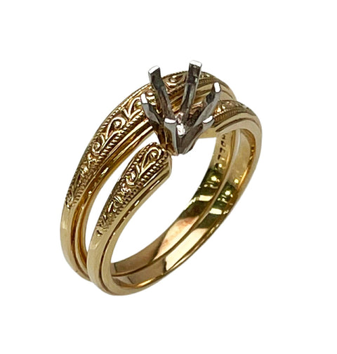 Vintage Semi Mount Wedding Set