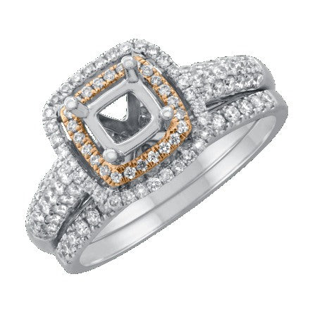 5/8 Carat Diamond Halo Semi Mount Wedding Set