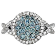Irradiated Blue Diamond Cluster Ring