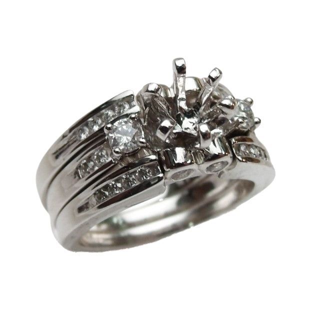 1/2 TW Carat Diamond 3 Piece Semi Mount Wedding Set
