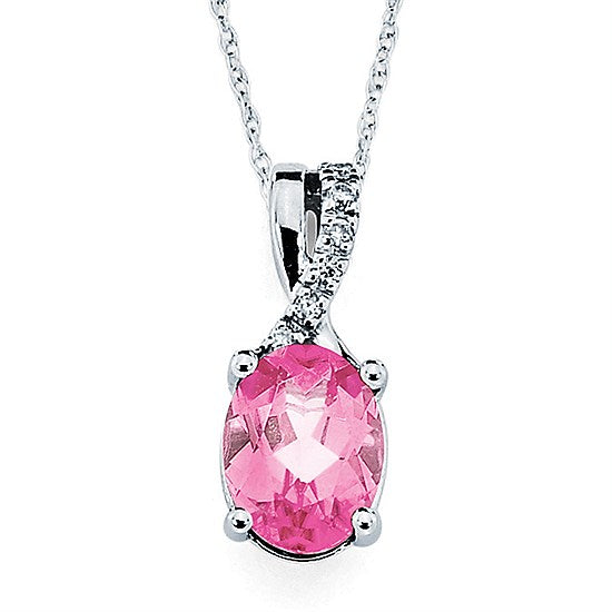 Pink Tourmaline and Diamond Pendant