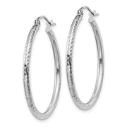 2mm x 30mm White Gold Diamond-Cut Hoops