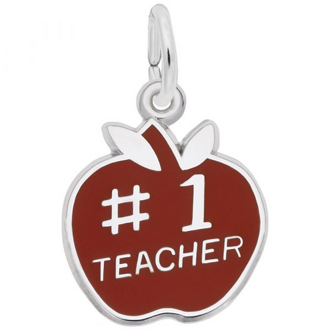 Number One Teacher Apple Charm