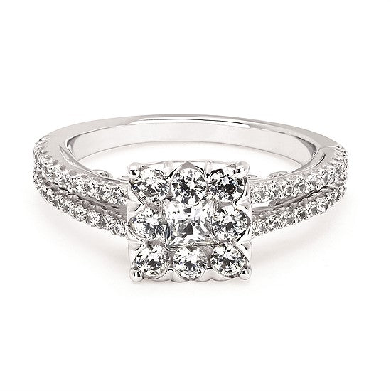 1.12 Total Weight Diamond Cluster Engagement Ring