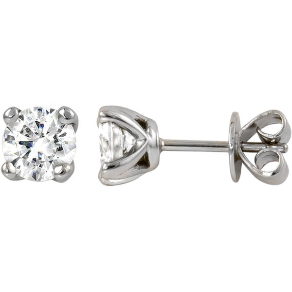 .50 Carat Total Weight Round-cut Diamond Solitaire Stud Earrings