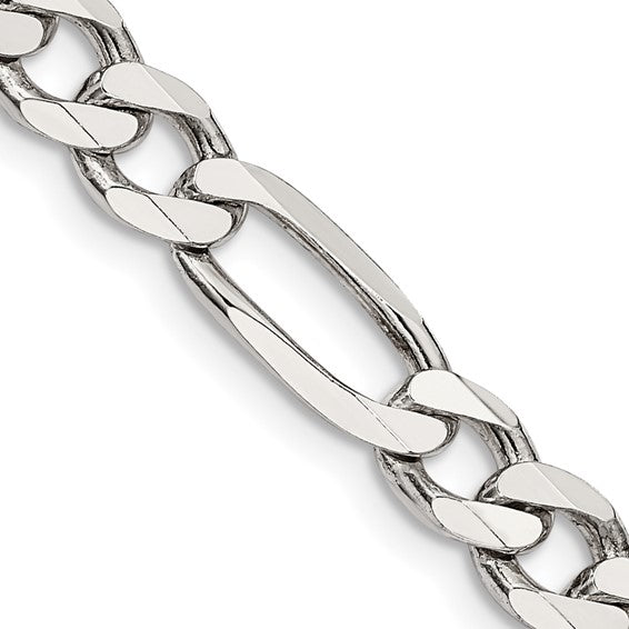 6.75mm Sterling Silver Figaro Bracelet