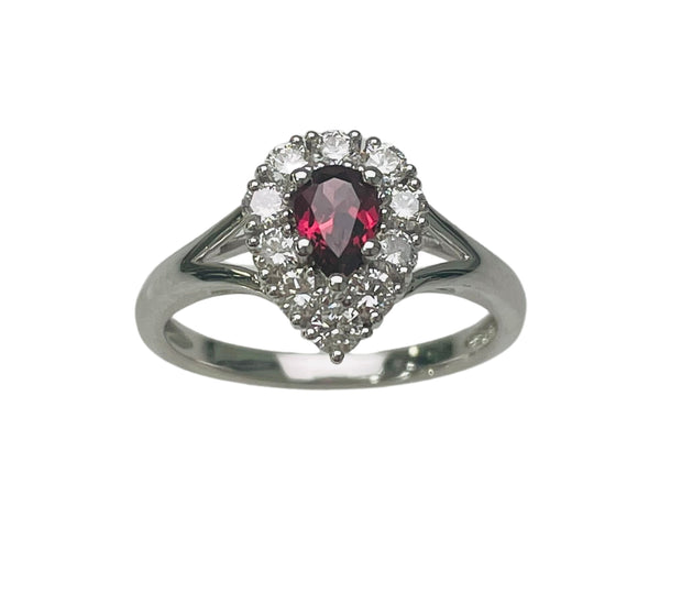 Vibrant Rose-Red Oval-Shape Rhodolite Garnet Ring