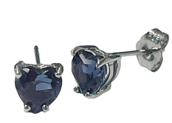 Created Alexandrite Heart Earrings