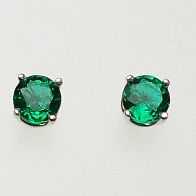 Created Emerald Stud Earrings