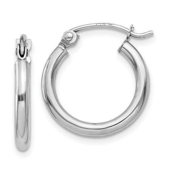 2mm X 15mm White Gold Hoops