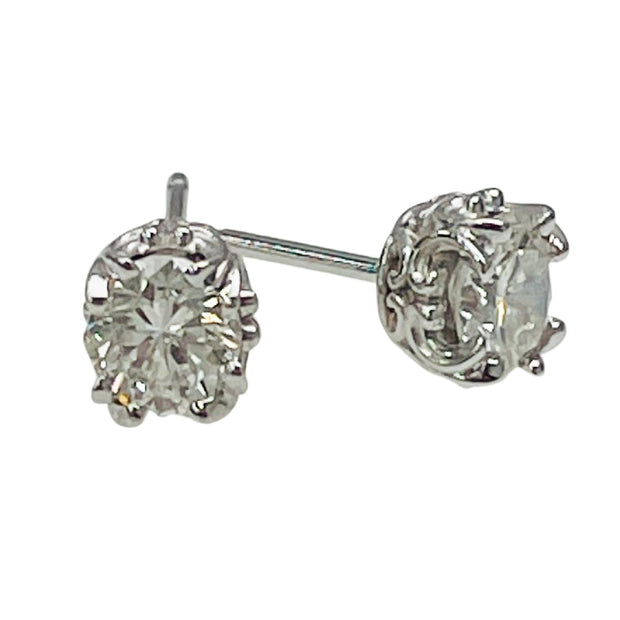 .79 Carat Total Weight Round-cut Diamond Solitarie Stud Earring