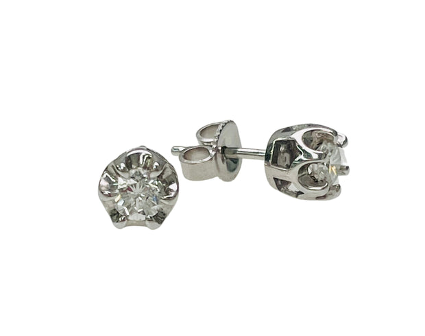 .61 Carat Total Weight Round-cut Diamond Solitaire Stud Earrings